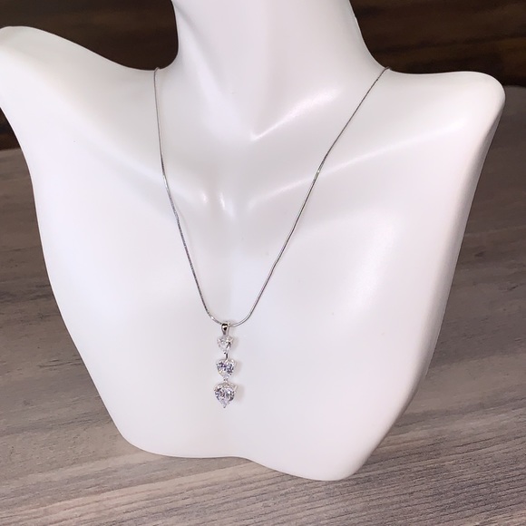 Epiphany  diamonique 3 stone pendant with chain - Picture 5 of 7